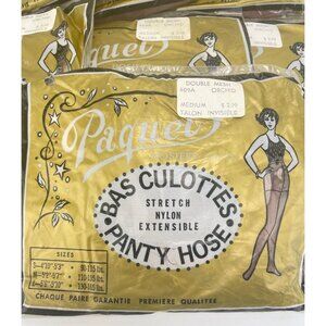 Vintage panty hose, 60s nylons, Paquet's Double Mesh beige medium size, NOS
